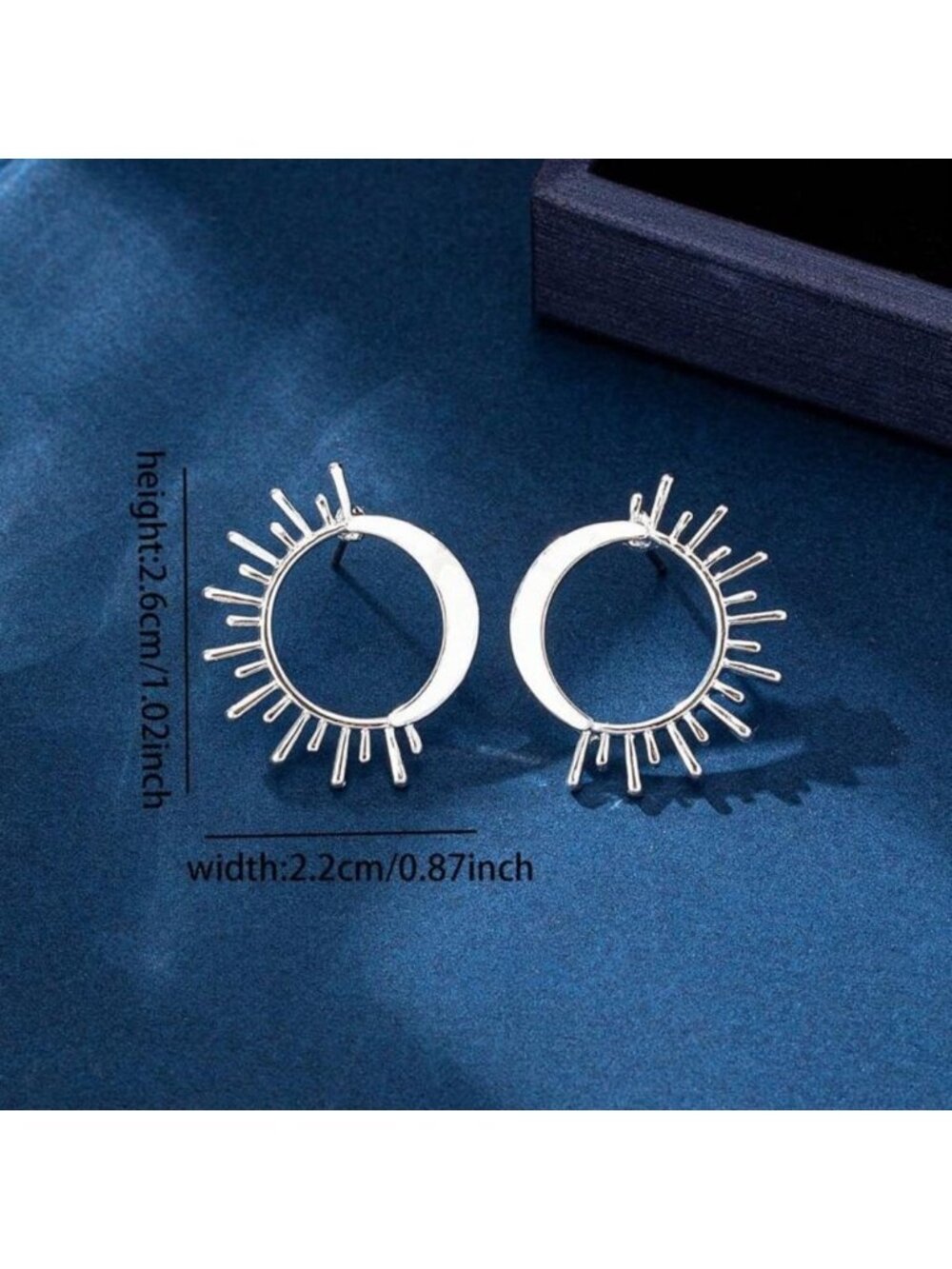 Silver Sunburst Hoop Earrings Statement Modern Design 3/$30 - Picture 3 of 3